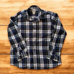 L.L. Bean Men’s Flannel Shirt Large Plaid Blue Green Traditional Fit Cotton